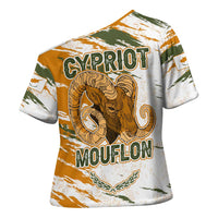 Cyprus Cross Shoulder Shirt with Mouflon Illustration Design and National Laurel - Wonder Print Shop