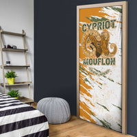Cyprus Door Cover with Mouflon Illustration Design and National Laurel - Wonder Print Shop