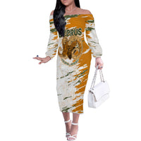 Cyprus Family Matching Off The Shoulder Long Sleeve Dress and Hawaiian Shirt with Mouflon Illustration Design and National Laurel - Wonder Print Shop