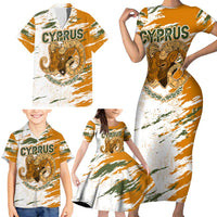 Cyprus Family Matching Short Sleeve Bodycon Dress and Hawaiian Shirt with Mouflon Illustration Design and National Laurel - Wonder Print Shop