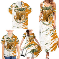 Cyprus Family Matching Summer Maxi Dress and Hawaiian Shirt with Mouflon Illustration Design and National Laurel - Wonder Print Shop