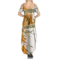 Cyprus Family Matching Summer Maxi Dress and Hawaiian Shirt with Mouflon Illustration Design and National Laurel - Wonder Print Shop