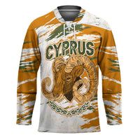 Cyprus Hockey Jersey with Mouflon Illustration Design and National Laurel - Wonder Print Shop