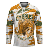 Cyprus Hockey Jersey with Mouflon Illustration Design and National Laurel - Wonder Print Shop