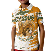 Cyprus Kid Polo Shirt with Mouflon Illustration Design and National Laurel - Wonder Print Shop