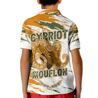 Cyprus Kid Polo Shirt with Mouflon Illustration Design and National Laurel - Wonder Print Shop