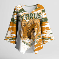 Cyprus Kimono Sleeve Blouse with Mouflon Illustration Design and National Laurel - Wonder Print Shop