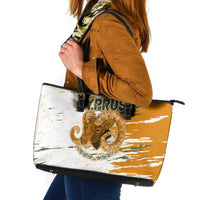 Cyprus Leather Tote Bag with Mouflon Illustration Design and National Laurel - Wonder Print Shop