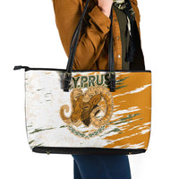 Cyprus Leather Tote Bag with Mouflon Illustration Design and National Laurel - Wonder Print Shop