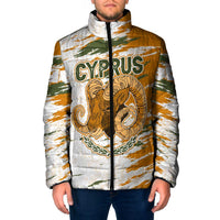 Cyprus Padded Jacket with Mouflon Illustration Design and National Laurel - Wonder Print Shop