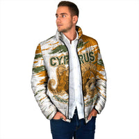 Cyprus Padded Jacket with Mouflon Illustration Design and National Laurel - Wonder Print Shop