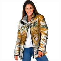 Cyprus Padded Jacket with Mouflon Illustration Design and National Laurel - Wonder Print Shop