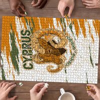 Cyprus Puzzle with Mouflon Illustration Design and National Laurel - Wonder Print Shop