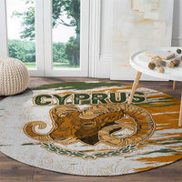 Cyprus Round Carpet with Mouflon Illustration Design and National Laurel - Wonder Print Shop