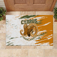 Cyprus Rubber Doormat with Mouflon Illustration Design and National Laurel - Wonder Print Shop