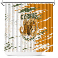 Cyprus Shower Curtain with Mouflon Illustration Design and National Laurel - Wonder Print Shop
