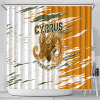 Cyprus Shower Curtain with Mouflon Illustration Design and National Laurel - Wonder Print Shop