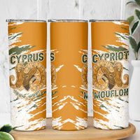 Cyprus Skinny Tumbler with Mouflon Illustration Design and National Laurel - Wonder Print Shop