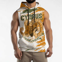 Cyprus Sleeveless Hoodie with Mouflon Illustration Design and National Laurel - Wonder Print Shop