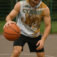 Cyprus Sleeveless Hoodie with Mouflon Illustration Design and National Laurel - Wonder Print Shop