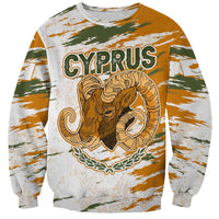 Cyprus Sweatshirt with Mouflon Illustration Design and National Laurel - Wonder Print Shop