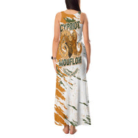 Cyprus Tank Maxi Dress with Mouflon Illustration Design and National Laurel - Wonder Print Shop