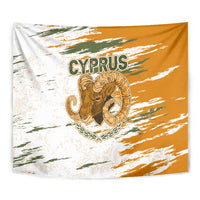 Cyprus Tapestry with Mouflon Illustration Design and National Laurel - Wonder Print Shop