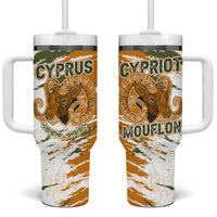 Cyprus Tumbler With Handle with Mouflon Illustration Design and National Laurel - Wonder Print Shop