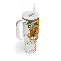 Cyprus Tumbler With Handle with Mouflon Illustration Design and National Laurel - Wonder Print Shop