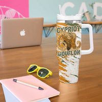 Cyprus Tumbler With Handle with Mouflon Illustration Design and National Laurel - Wonder Print Shop