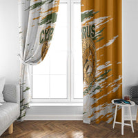 Cyprus Window Curtain with Mouflon Illustration Design and National Laurel - Wonder Print Shop