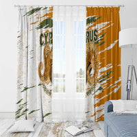 Cyprus Window Curtain with Mouflon Illustration Design and National Laurel - Wonder Print Shop