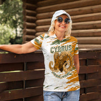 Cyprus Women Polo Shirt with Mouflon Illustration Design and National Laurel - Wonder Print Shop