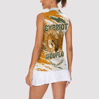 Cyprus Women Sleeveless Polo Shirt with Mouflon Illustration Design and National Laurel - Wonder Print Shop