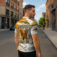 Cyprus Zipper Polo Shirt with Mouflon Illustration Design and National Laurel - Wonder Print Shop