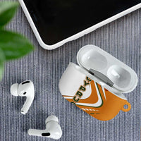Cyprus AirPods Case with Orange White Abstract Streak Design and Flag Emblem - Wonder Print Shop