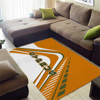 Cyprus Area Rug with Orange White Abstract Streak Design and Flag Emblem - Wonder Print Shop