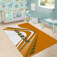 Cyprus Area Rug with Orange White Abstract Streak Design and Flag Emblem - Wonder Print Shop