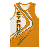 Cyprus Basketball Jersey with Orange White Abstract Streak Design and Flag Emblem - Wonder Print Shop