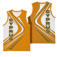 Cyprus Basketball Jersey with Orange White Abstract Streak Design and Flag Emblem - Wonder Print Shop