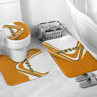 Cyprus Bathroom Set with Orange White Abstract Streak Design and Flag Emblem - Wonder Print Shop