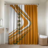 Cyprus Bathroom Set with Orange White Abstract Streak Design and Flag Emblem - Wonder Print Shop