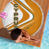Cyprus Beach Blanket with Orange White Abstract Streak Design and Flag Emblem - Wonder Print Shop