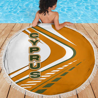 Cyprus Beach Blanket with Orange White Abstract Streak Design and Flag Emblem - Wonder Print Shop