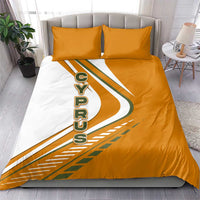 Cyprus Bedding Set with Orange White Abstract Streak Design and Flag Emblem - Wonder Print Shop
