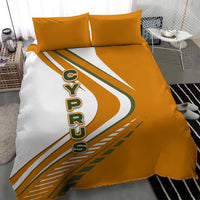 Cyprus Bedding Set with Orange White Abstract Streak Design and Flag Emblem - Wonder Print Shop