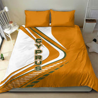 Cyprus Bedding Set with Orange White Abstract Streak Design and Flag Emblem - Wonder Print Shop