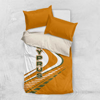 Cyprus Bedding Set with Orange White Abstract Streak Design and Flag Emblem - Wonder Print Shop