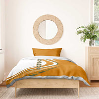 Cyprus Bedding Set with Orange White Abstract Streak Design and Flag Emblem - Wonder Print Shop