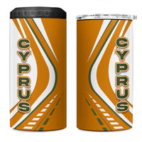 Cyprus 4 in 1 Can Cooler Tumbler with Orange White Abstract Streak Design and Flag Emblem - Wonder Print Shop